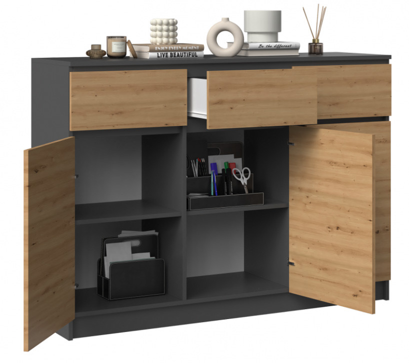 Komoda 3D3S 120x40xH97 antracyt/artisan - zdjęcie 2
