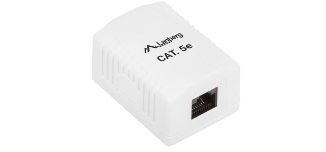Lanberg gniazdo natynkowe kat. 5e 1x rj45 biale ou5-0001-w - zdjęcie 1