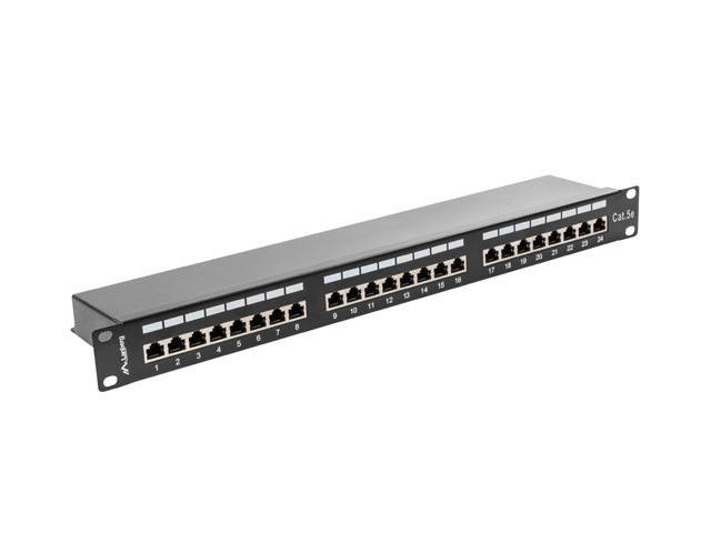 LANBERG PATCH PANEL 24 PORT 1U KAT.5E FTP CZARNY - zdjęcie 1