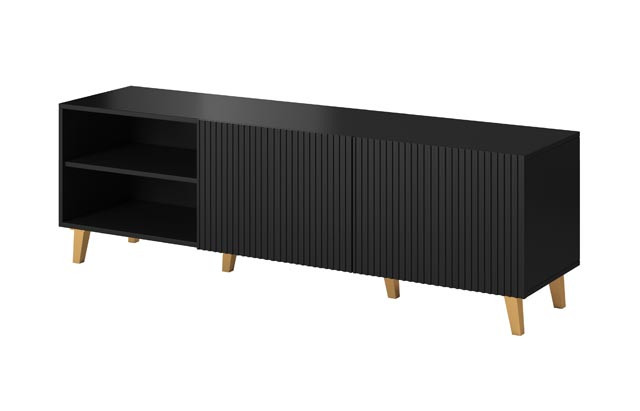 Szafka RTV PAFOS 150x40x52 czarny mat - zdjęcie 1