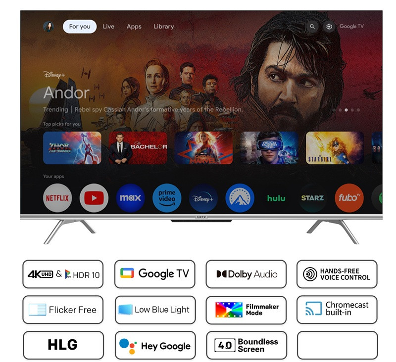 Telewizor 50" METZ 50MUD7000Z 4K Ultra HD Google TV HDR HLG Dolby Audio - zdjęcie 3