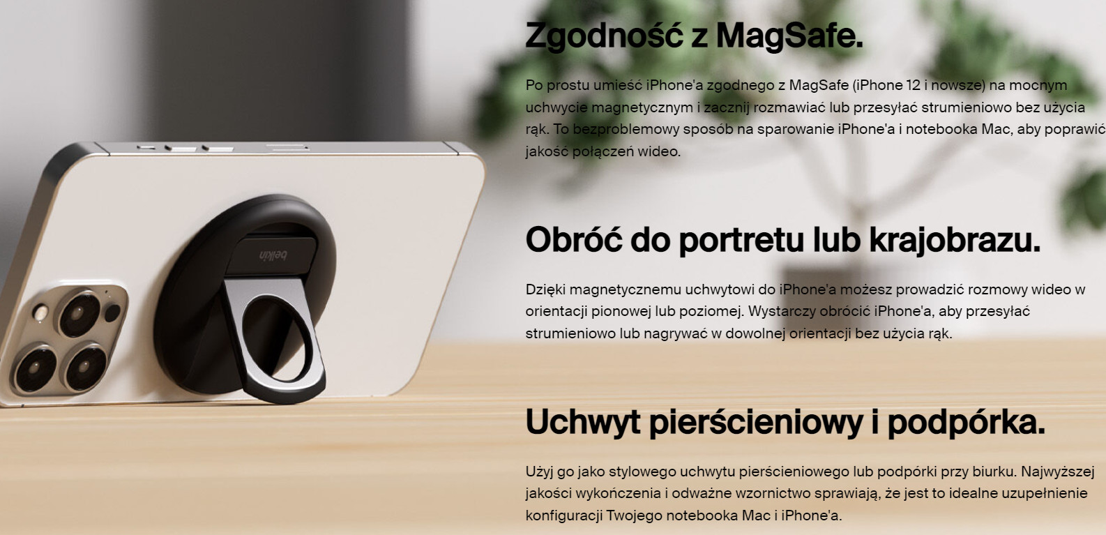 Uchwyt Belkin iPhone Mount with MagSafe for Mac Notebooks Black - zdjęcie 2
