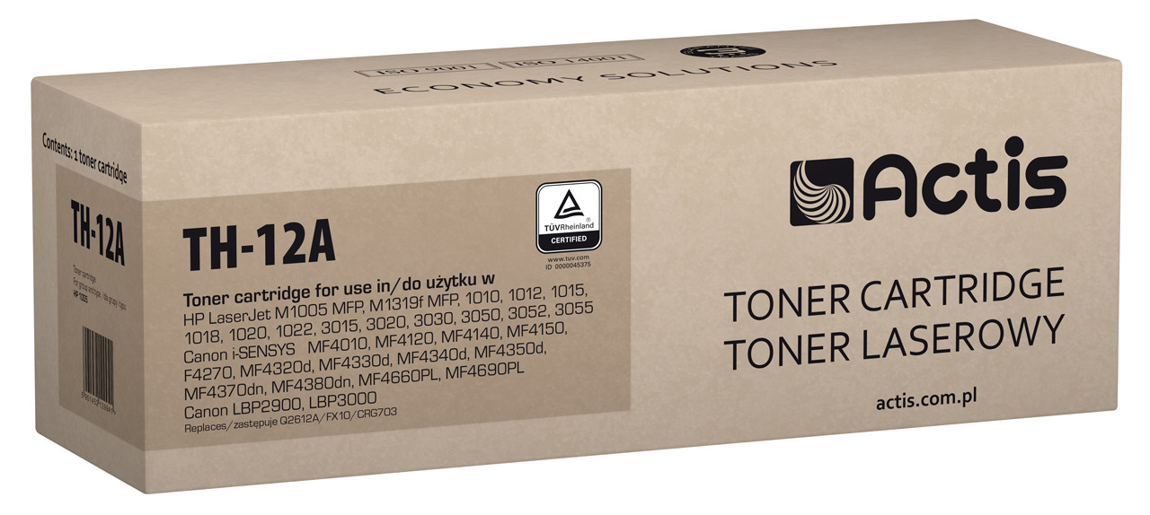 Actis TH-12A Toner do drukarek HP, Canon, Zamiennik HP 12A Q2612A, Canon FX-10, CRG-703; Standard; 2000 stron; czarny. - zdjęcie 1