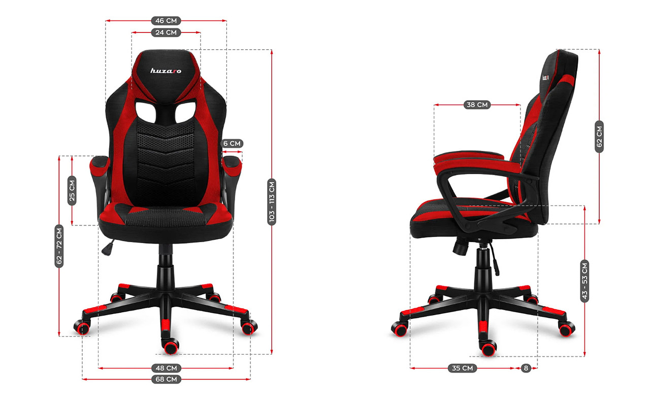 Fotel gamingowy Huzaro FORCE 2.5 Red Mesh - zdjęcie 9