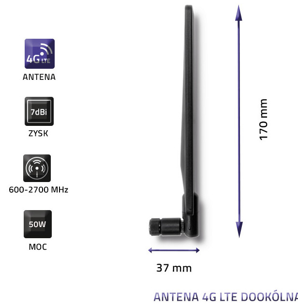 QOLTEC ANTENA 4G LTE DOOKÓLNA | 7DBI | WEWNĘTRZNA - zdjęcie 2