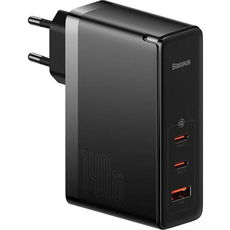 BASEUS ŁADOWARKA SIECIOWA 2X USB-C + USB (CZARNA) - zdjęcie 2