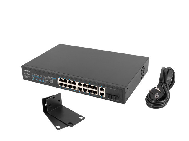 LANBERG SWITCH RACK 19" 16X 100MB POE+/2X COMBO - zdjęcie 1