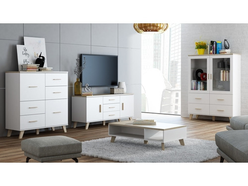 Komoda LOTTA 150 2D3S biały+ dąb sonoma - zdjęcie 2