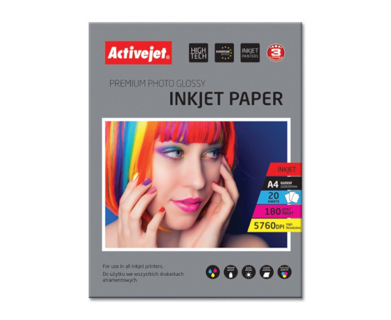 Activejet AP4-180G20 Papier fotograficzny błyszczący; A4; 20 szt. - zdjęcie 1