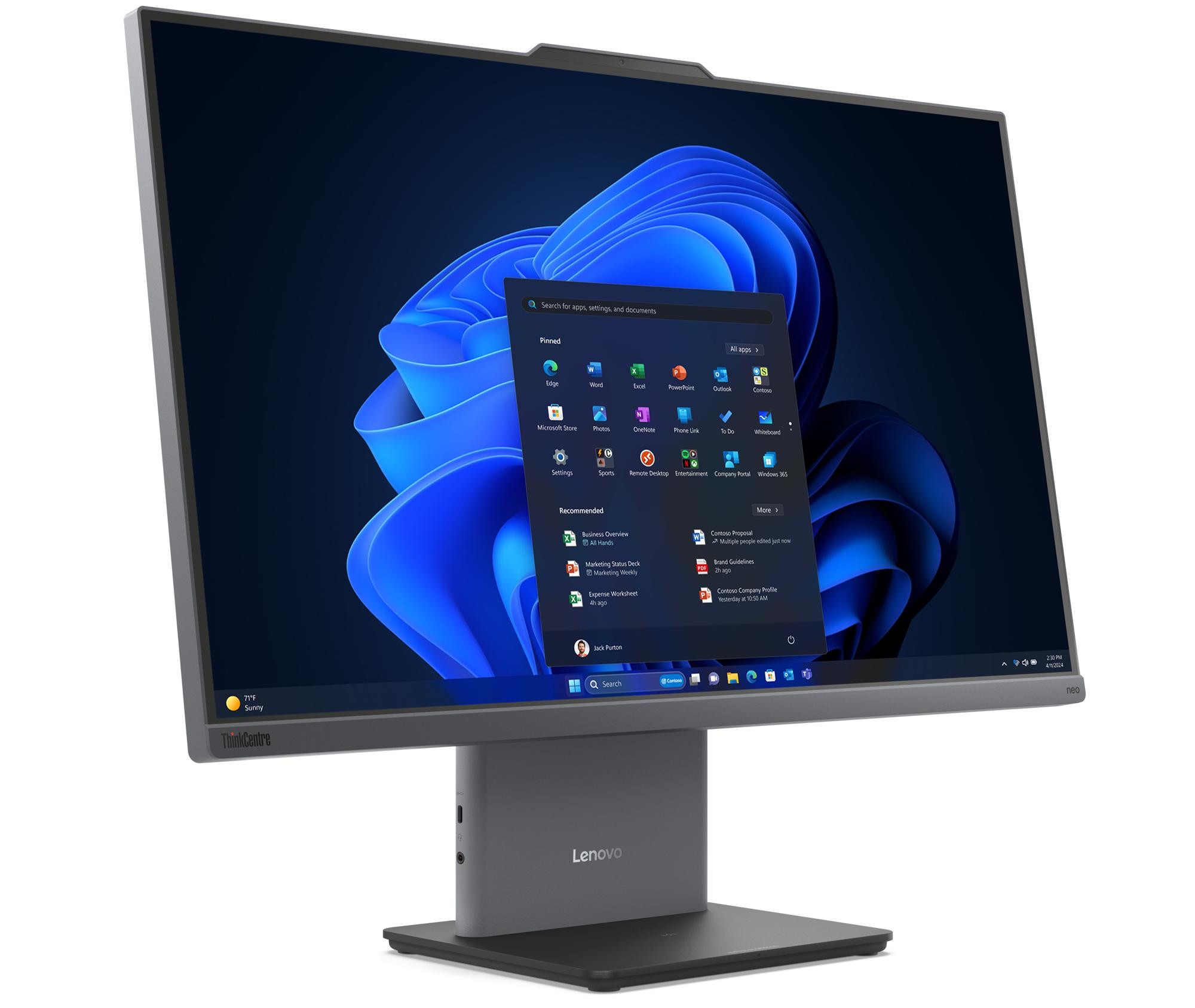 Lenovo ThinkCentre Neo 50a 27 G5 i3-1315U 27"FHD IPS 300nits AG 8GB DDR5 5200 SSD512 UHD W11Pro Luna Grey 3Y OnSite - zdjęcie 2