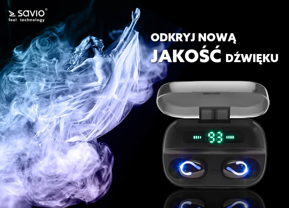 SAVIO BEZPRZEWODOWE SŁUCHAWKI BLUETOOTH TWS-06 - zdjęcie 2
