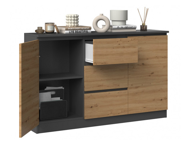 Komoda 2D3S 120x30xH75 antracyt/artisan - zdjęcie 2
