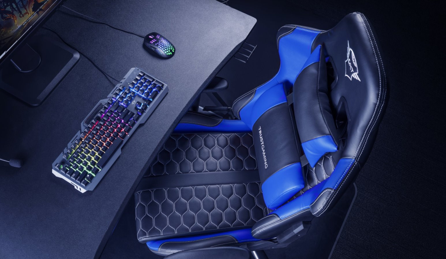 Fotel gamingowy TRUST GXT708B RESTO CHAIR BLUE (24435) - zdjęcie 2