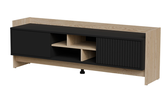 Szafka RTV PORTO 2D 150x38x50 dąb/czarny - zdjęcie 2