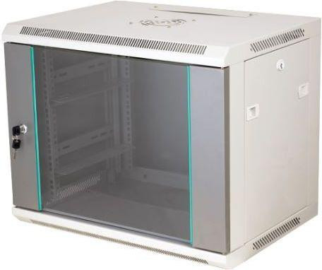 Alantec-Szafa wisząca 19" 9U 450 mm d.szklane szary - zdjęcie 1
