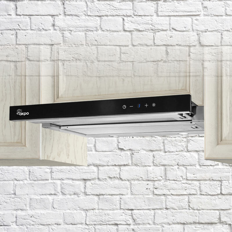 Okap teleskopowy AKPO WK-7 LIGHT GLASS TOUCH 60 INOX CZARNY (front czarne szkło, dotykowy) - zdjęcie 3