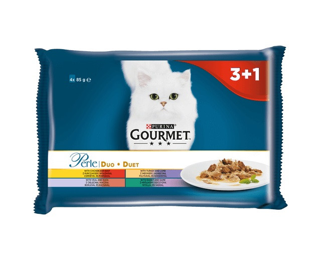 GOURMET PERLE Duet Mięsny - mokra karma dla dorosłego kota - 4x85g - zdjęcie 1