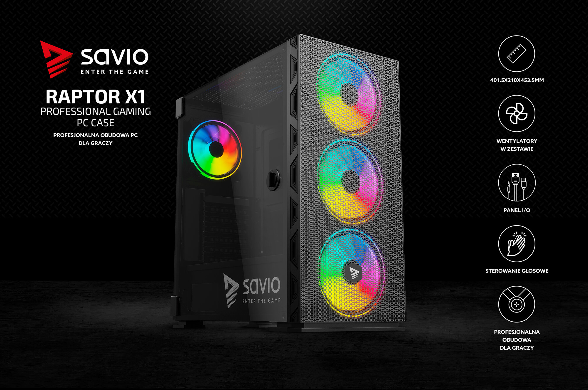SAVIO OBUDOWA PC RAPTOR X1 ARGB SAVGC-RAPTORX1 - zdjęcie 1