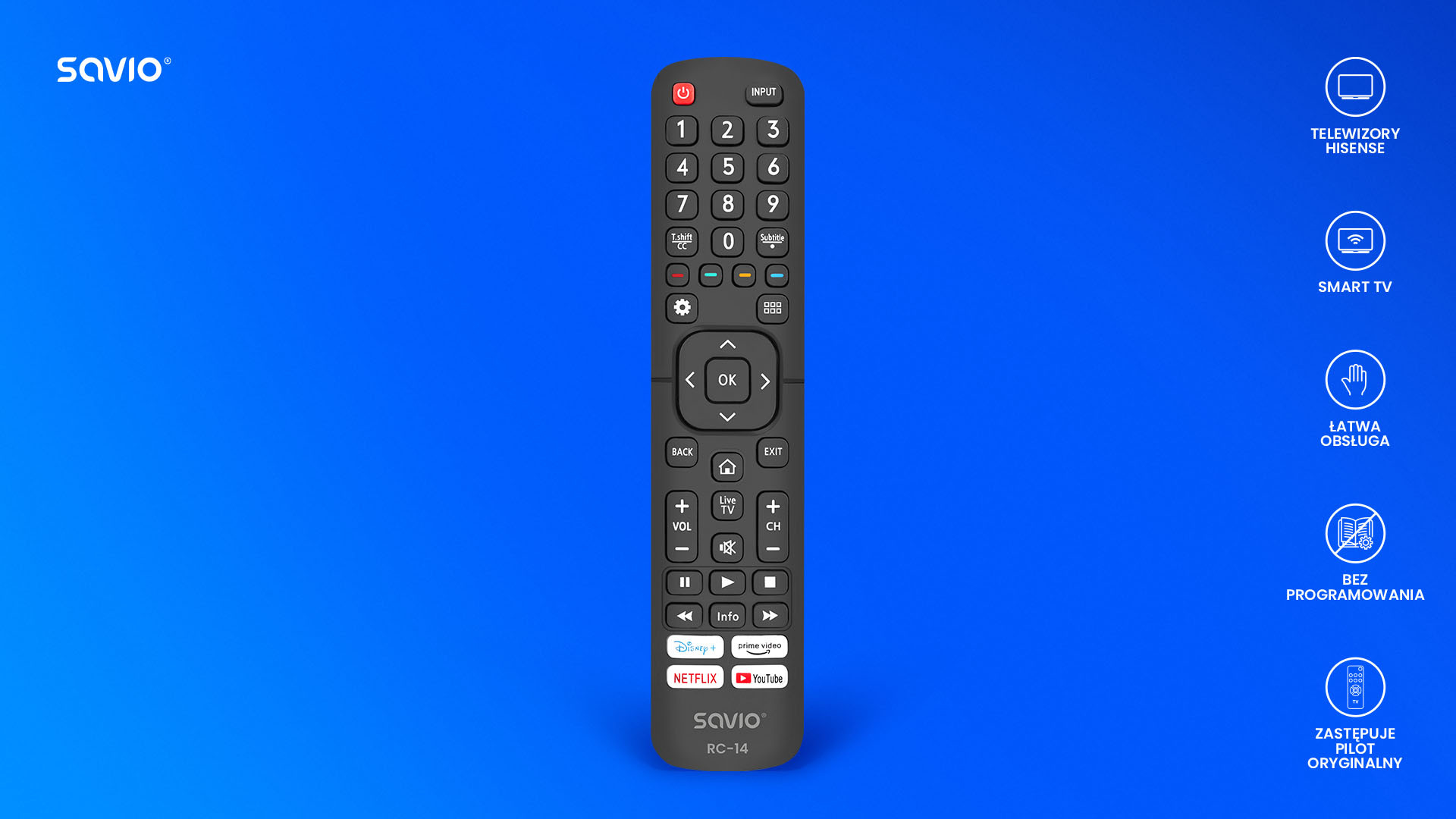 SAVIO PILOT UNIWERSALNY DO TV HISENSE RC-14 - zdjęcie 2