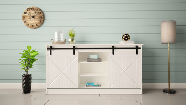 Komoda 160x80x35 GRANERO biały/biały połysk - zdjęcie 1