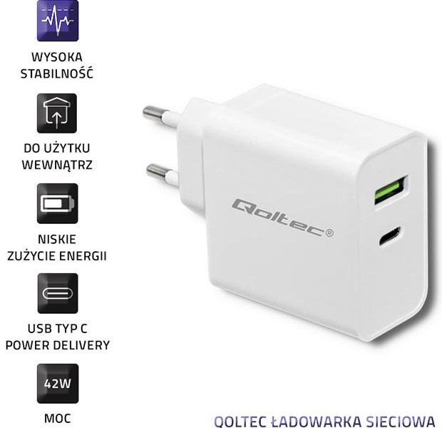 QOLTEC ŁADOWARKA SIECIOWA 42W | 5-20V | 2.4-3A - zdjęcie 2