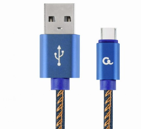 GEMBIRD KABEL PREMIUM USB TYPE-C JEANS, 1M - zdjęcie 1