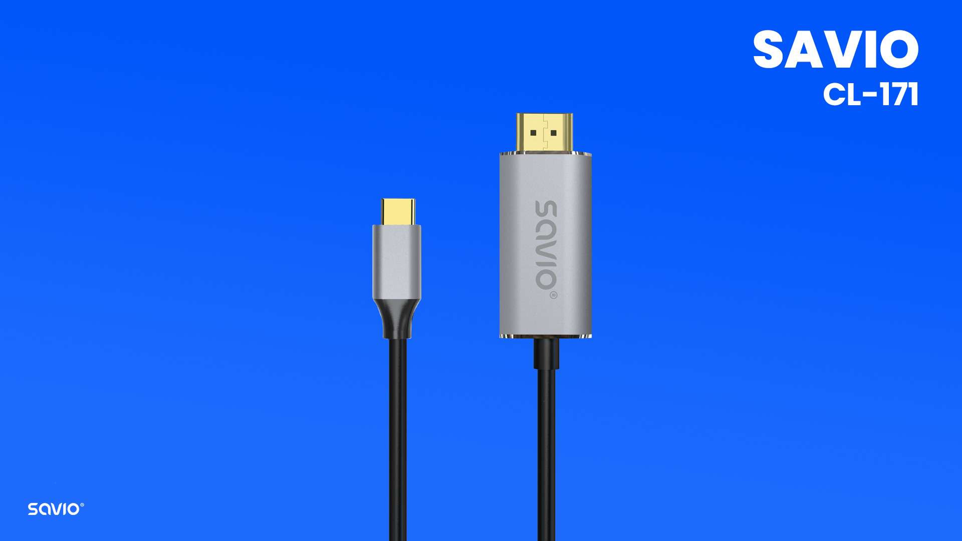 SAVIO KABEL USB-C DO HDMI 2.0B, 2M, SREBRNO-CZARNY - zdjęcie 1