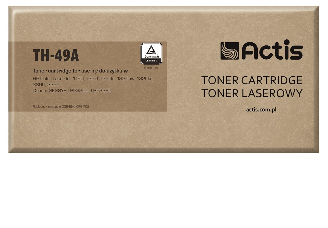 Actis TH-49A Toner do drukarek HP, Canon, Zamiennik HP 49A Q5949A, Canon CRG-708; Standard; 2500 stron; czarny. - zdjęcie 1