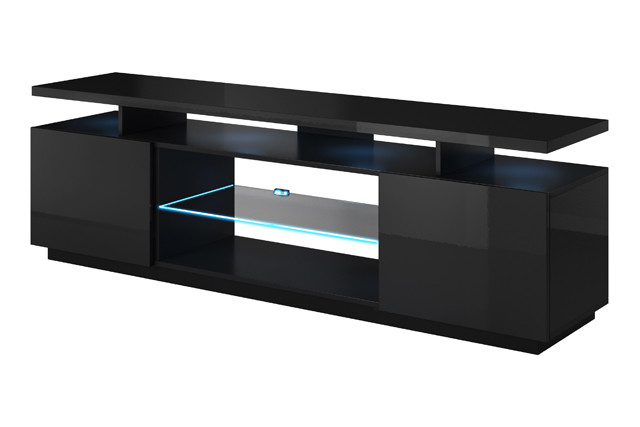 Szafka RTV EVA 180x40x52 czarny/czarny połysk - zdjęcie 1