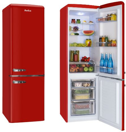 Lodówka AMICA Retro FK2965.3RAA (550mm x 1810mm x 615 mm; 181 l; Klasa A++; kolor czerwony) - zdjęcie 1