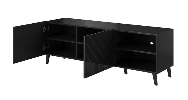 Szafka RTV ABETO 150x42x52 czarny/czarny połysk - zdjęcie 3