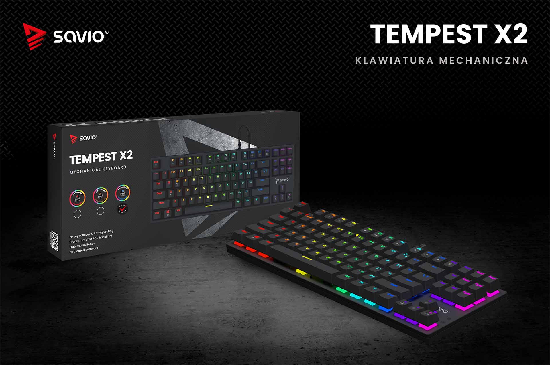 SAVIO KLAWIATURA MECHANICZNA RGB TEMPEST X2 BLUE - zdjęcie 1