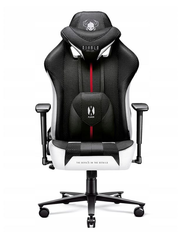 Fotel gamingowy DIABLO X-PLAYER 2.0 normal fotel biało-czarny - zdjęcie 1