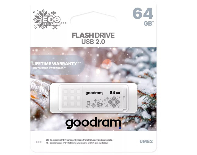 GOODRAM FLASHDRIVE 64GB UME2-WINTER WHITE USB 2.0 - zdjęcie 3