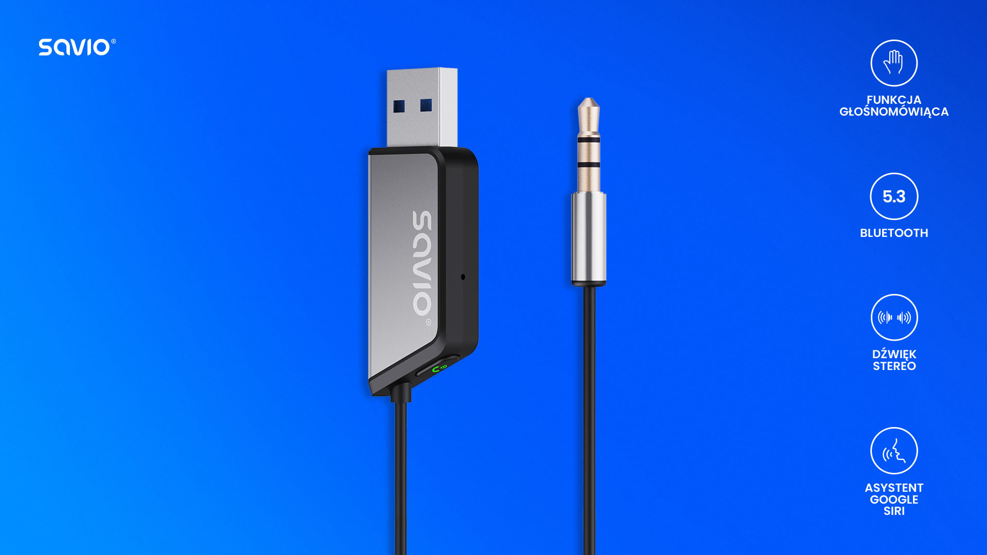 SAVIO ADAPTER Z BT I FUNKCJĄ GŁOŚNOMÓWIĄCĄ TR-16 - zdjęcie 1