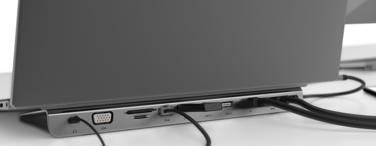 Hub Belkin Connect USB-C 11-in-1 Multiport Dock 1x4k HDMI/1xDisplayPort/1xVGA/3xUSB-A/1xUSB-C PD/1xRJ45 Gigabit/1xSD Card reader/1xMicroSD Card reader/1xAudio Grey - zdjęcie 1