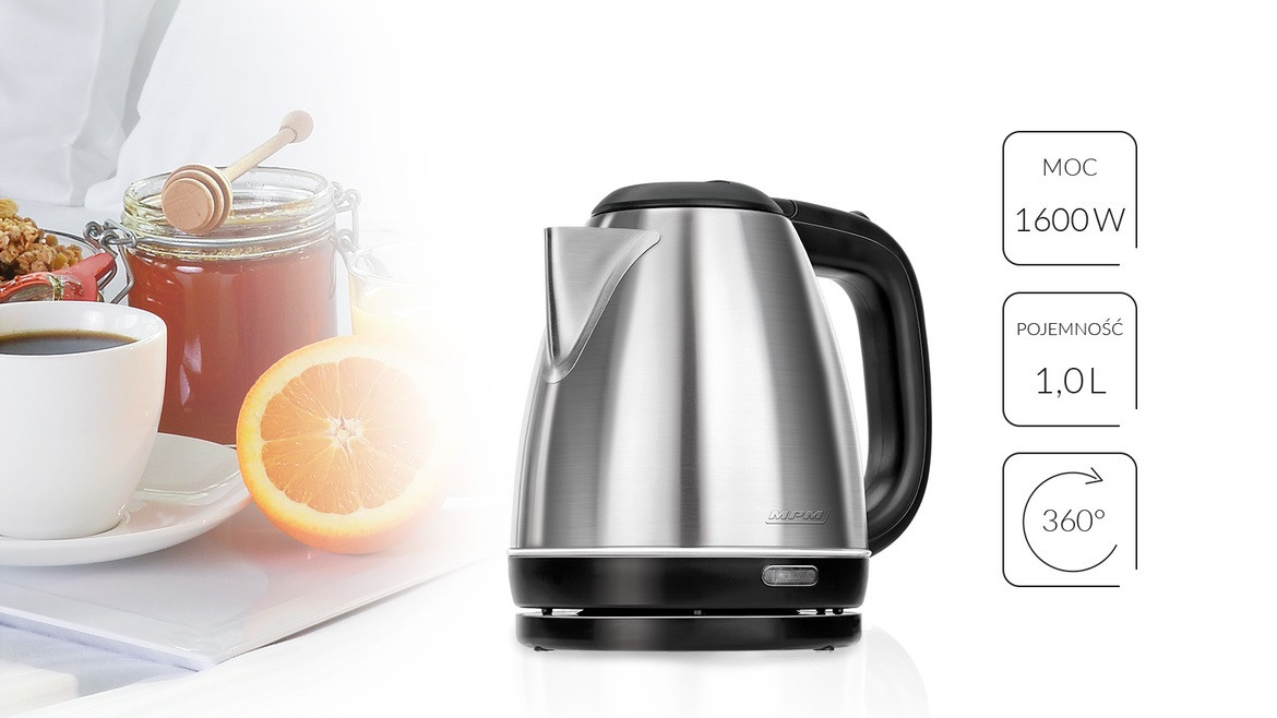 Czajnik bezprzewodowy 1,0 l - inox MPM MCZ-84M - zdjęcie 1