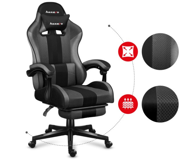 Fotel gamingowy Huzaro Force 4.7 Grey Mesh - zdjęcie 4
