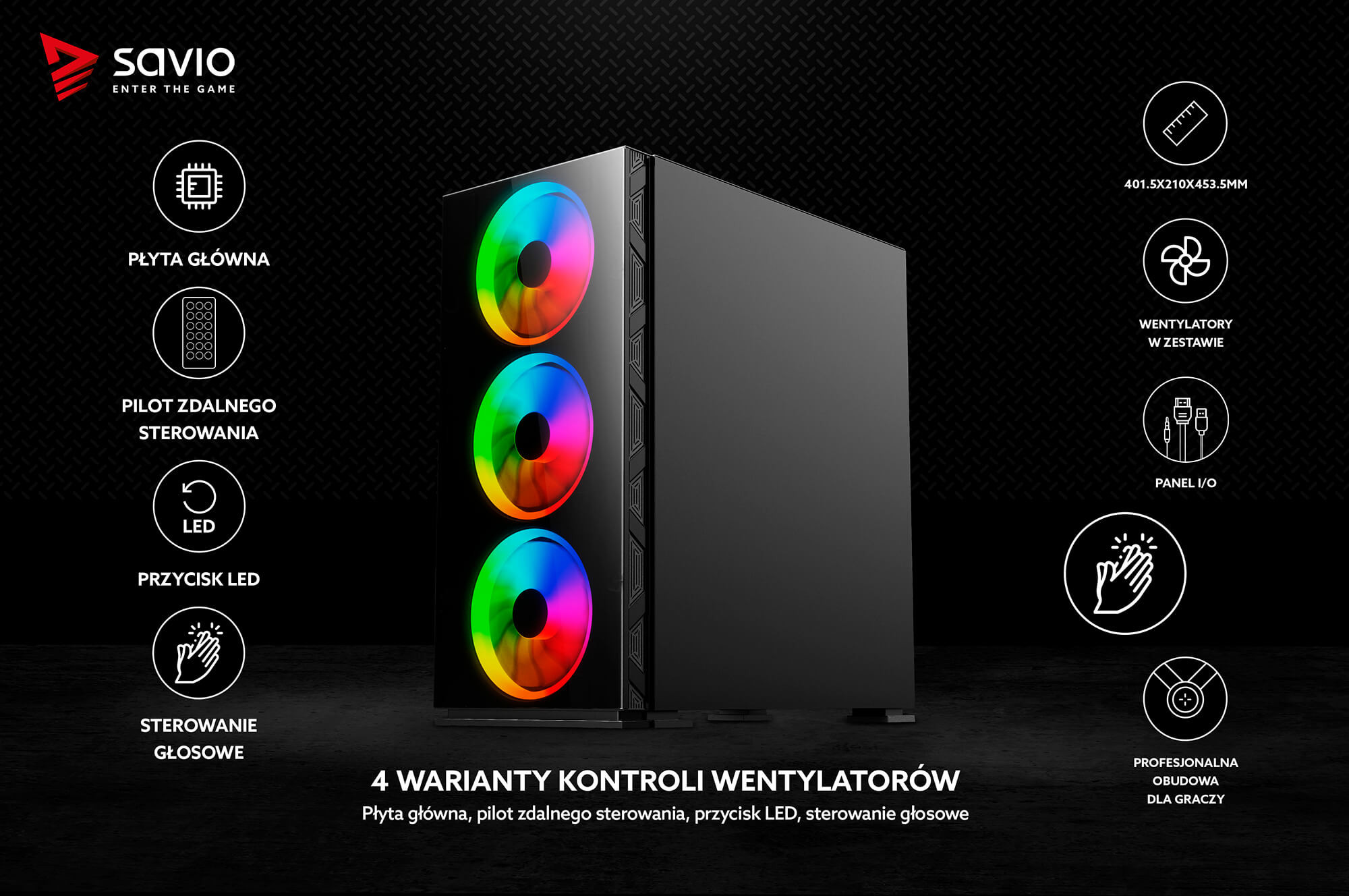 SAVIO OBUDOWA PC PRIME X1 ARGB GLASS SAVGC-PRIMEX1 - zdjęcie 5