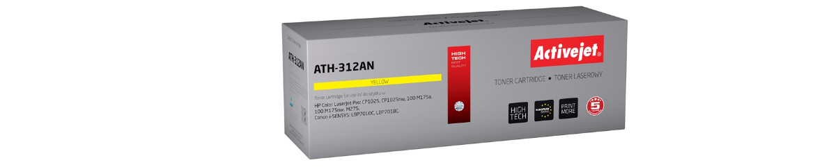 Activejet ATH-312AN Toner do drukarek HP, Canon, Zamiennik HP 126A CE312A, Canon CRG-729Y; Premium; 1000 stron; żółty. - zdjęcie 6