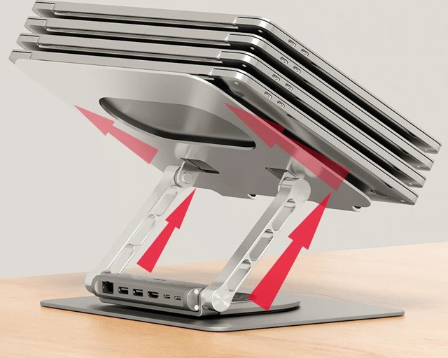 UNITEK PODSTAW. POD LAPTOP +HUB USB-C,HDMI,PD 100W - zdjęcie 8