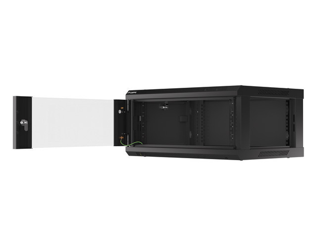Lanberg szafa instalacyjna wisząca 19'' 4U 600x450mm czarna (drzwi szklane) - zdjęcie 2