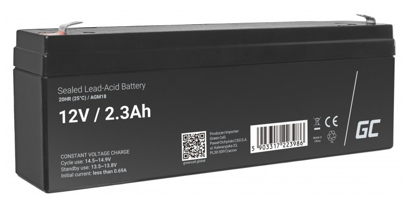 GREEN CELL AKUMULATOR ŻELOWY AGM18 12V 2,3AH - zdjęcie 1