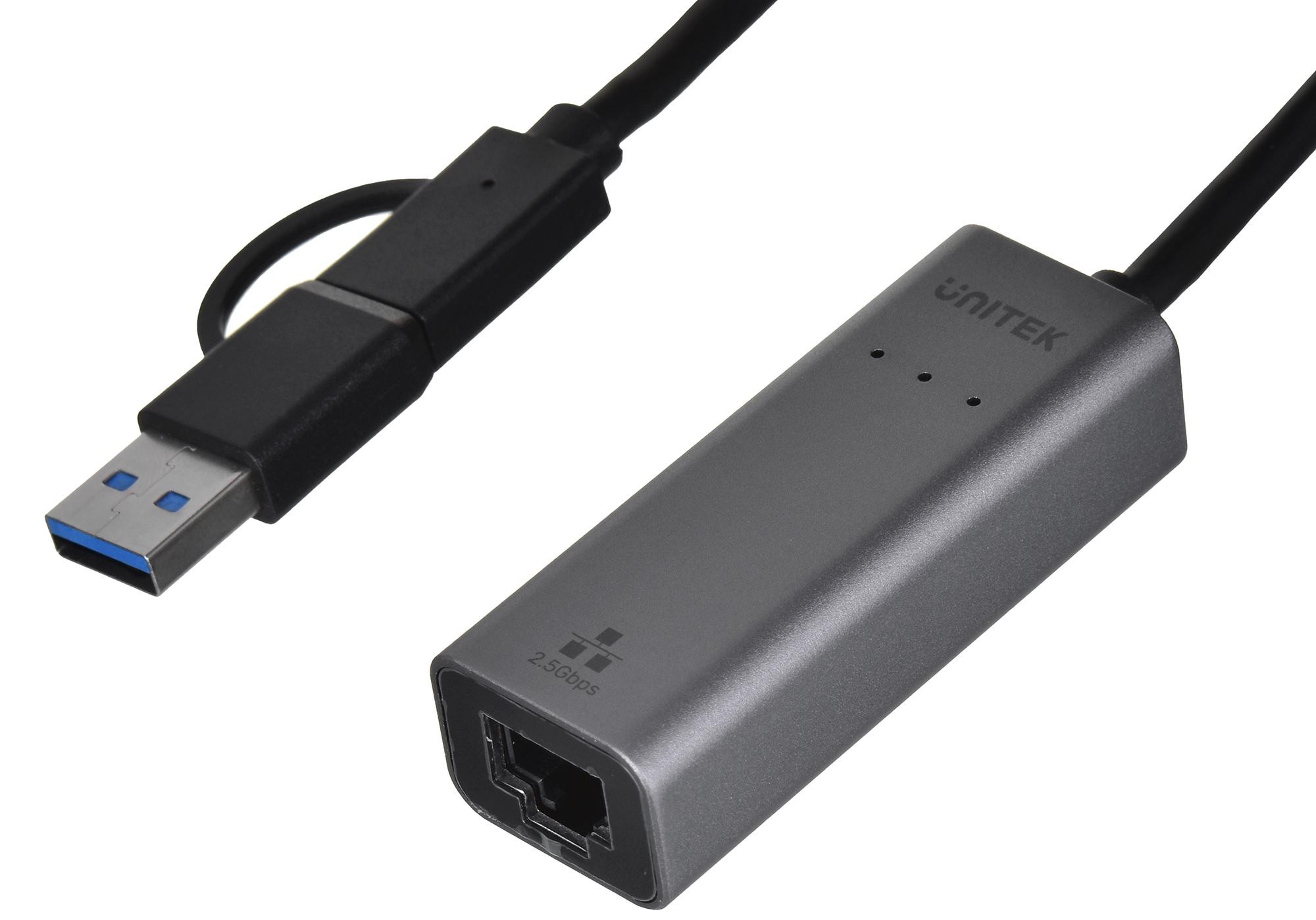 UNITEK ADAPTER USB-A/C - RJ45 2.5G ETHERNET (M/F) - zdjęcie 1