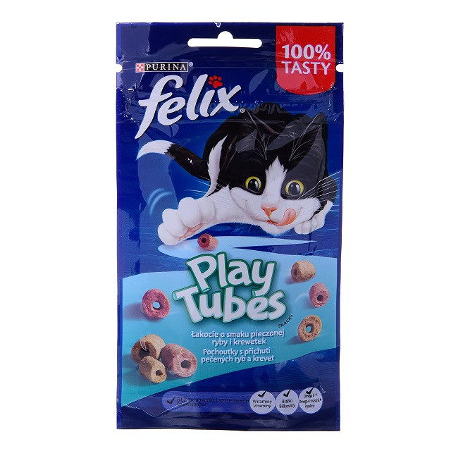 FELIX Play Tubes Ryba, Krewetki - przysmak dla kota - 50 g - zdjęcie 1