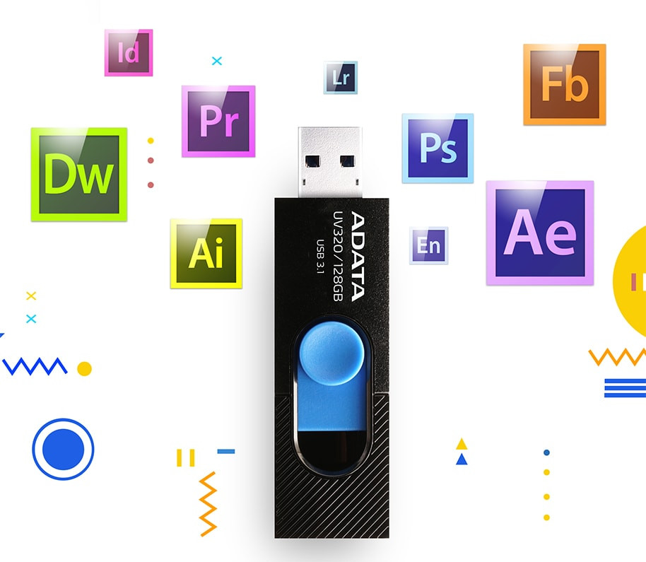 ADATA FLASHDRIVE UV320 64GB USB3.1 Black-Blue - zdjęcie 2