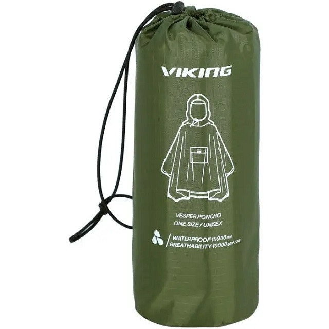 Poncho przeciwdeszczowe dla dorosłych VIKING Vesper zielone - zdjęcie 2