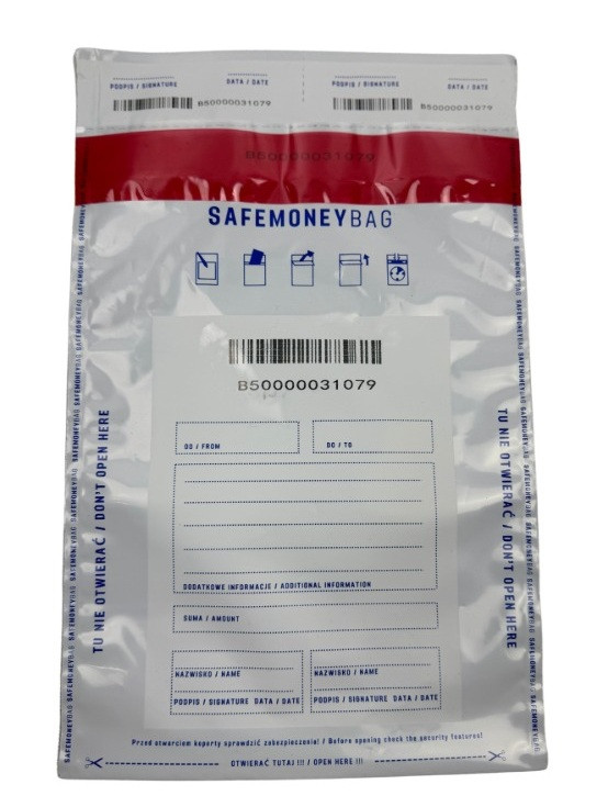 SAFEMONEYBAG Koperty bezpiecznie depozytowe biała B5 190mmx260mm+35mm 100 szt - zdjęcie 1