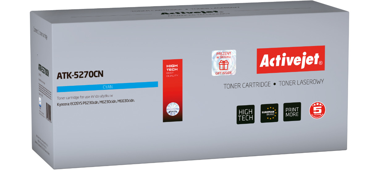 Activejet ATK-5270CN Toner do drukarki Kyocera, Zamiennik Kyocera TK-5270C; Supreme; 6000 stron; Błękitny. - zdjęcie 6
