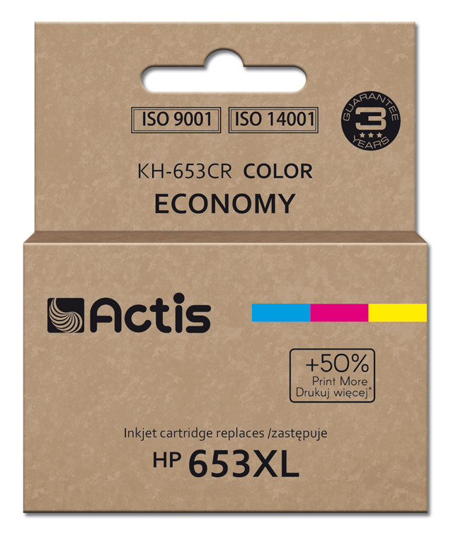 Actis KH-653CR Tusz do drukarki HP, zamiennik HP 653XL 3YM74AE; Premium; 18ml; 300 stron; kolorowy. - zdjęcie 1